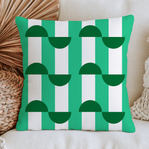 Coussin Demi-cercles sur rayures vertes milieu du siècle m