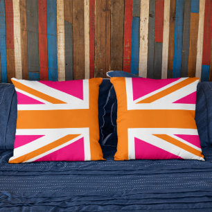 Coussin Demi Union Jack rose et orange
