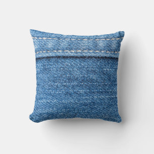 Coussin Dénim Bleu : Jeans Classique Texture.