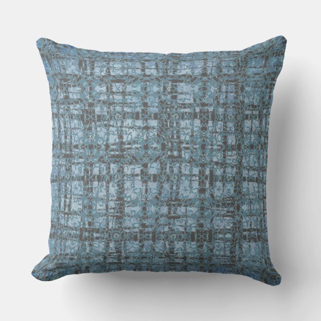 Coussin Denim Blue X et O's Motif Grey Check (Recto)