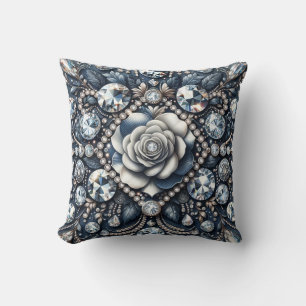 Coussin Denim & Diamonds Glam Bling Bijoux Roses