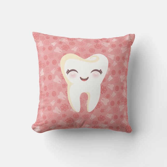 Coussin Dent mignonne - carreau décoratif rose (Recto)