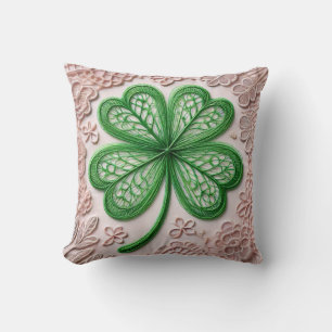 Coussin Dentelle de coquette florale shamrock Saint Patric