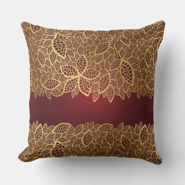 Coussin Dentelle d'or de feuille sur l'arrière - plan (Recto)