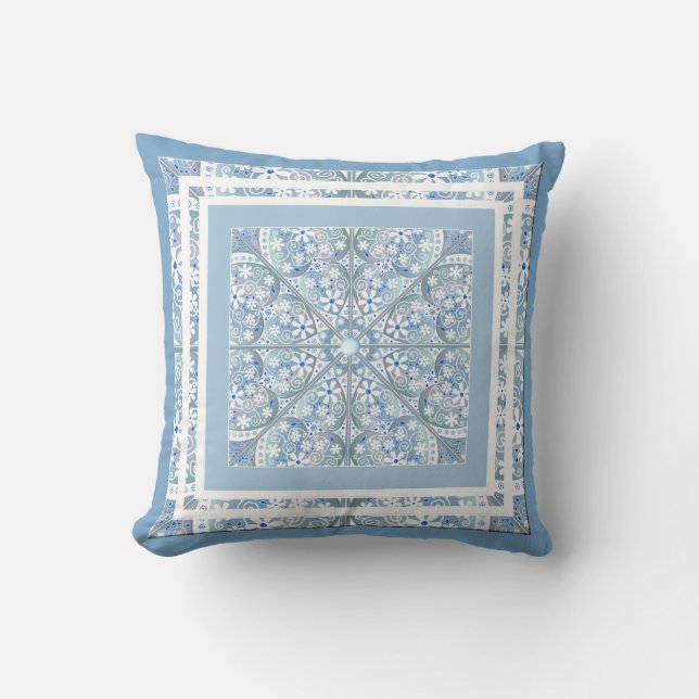 Coussin Dentelle en céramique bleu clair (Recto)