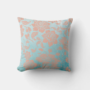Coussin Dentelle et Turquoise floraux