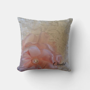 Coussin Dentelle Romantique et Rose Rose