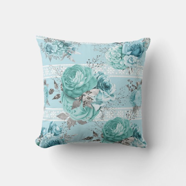 Coussin Dentelle Rose bleue (Recto)