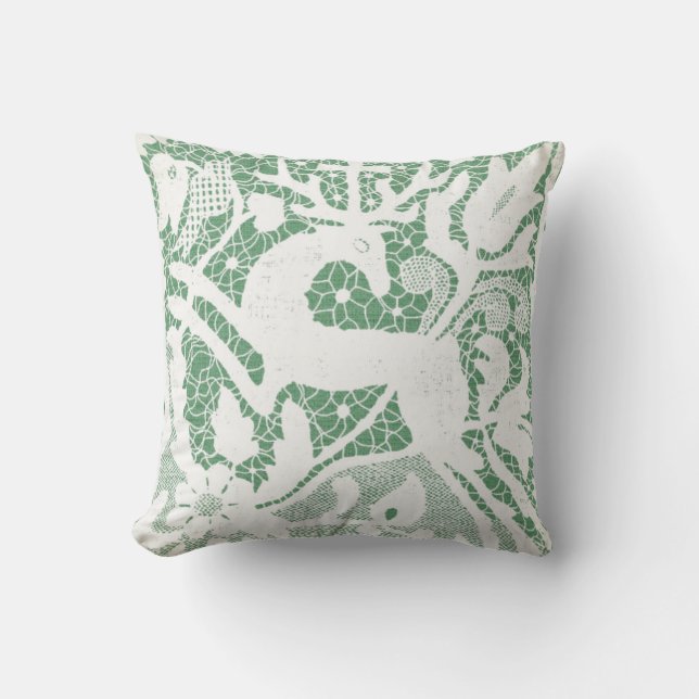 Coussin Dentelle verte de rennes de Noël (Recto)