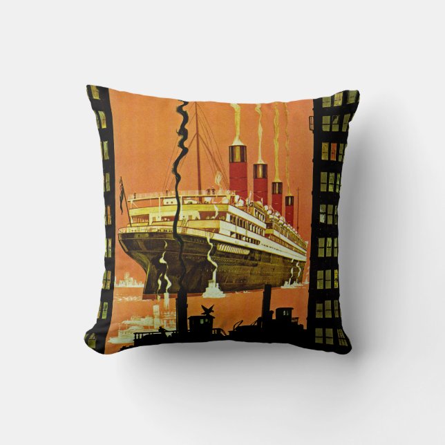 Coussin Départ de l'Ocean Liner (Recto)