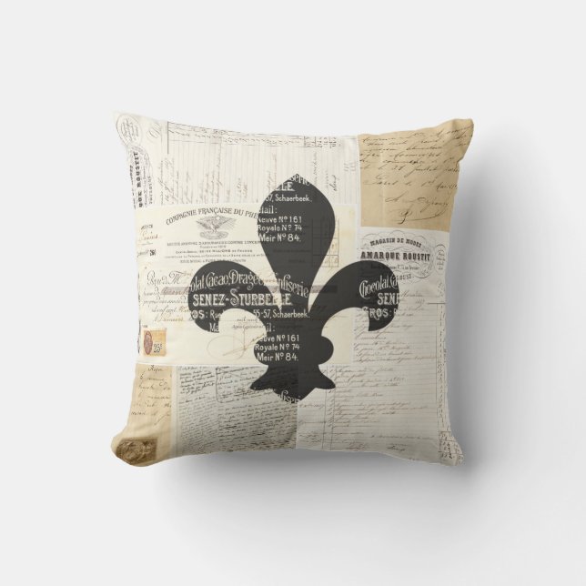 Coussin d'éphémères de Vintage Fleur de Lis French (Recto)