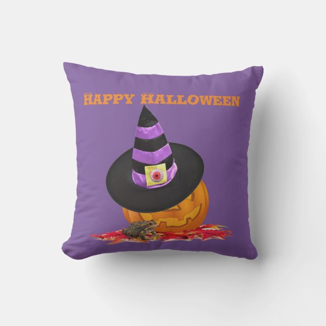 Coussin Déplaisant Halloween Jack-o'-lantern et Witch Casq (Recto)