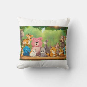 Coussin Des Animaux De Dessin Réalistes Et Mignons Autour