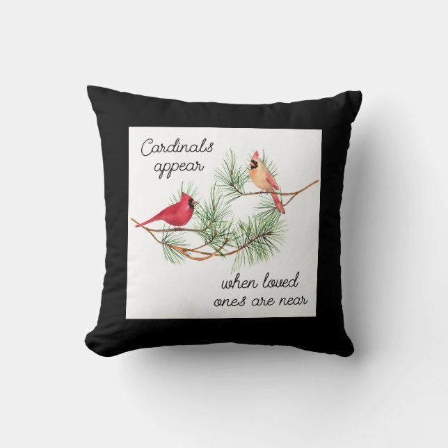 Coussin Des cardinaux apparaissent quand les proches sont  (Recto)