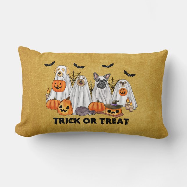 Coussin des chiens fantômes d'Halloween (Recto)