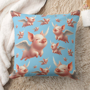 Coussin Des cochons mignons qui volent béatiment dans le c