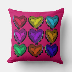 Coussin des Coeurs colorés   Vous Customisez