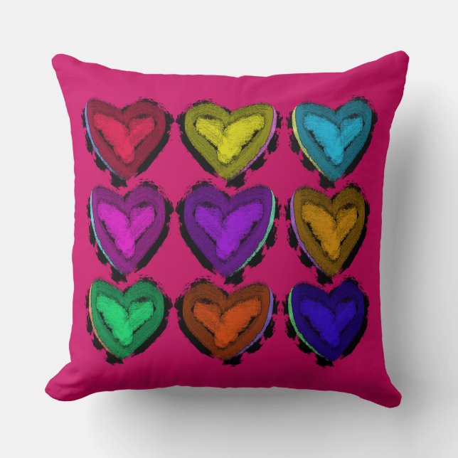 Coussin des Coeurs colorés | Vous Customisez (Recto)