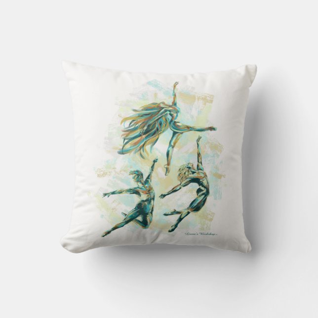 Coussin des danseuses de ballet bleu-orange LW (Recto)