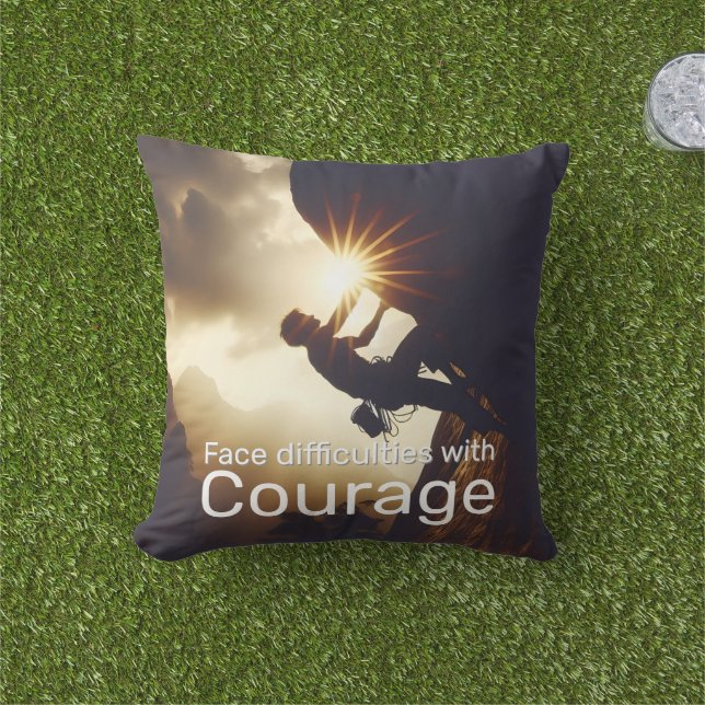 Coussin Des difficultés avec courage suivront (Herbe)