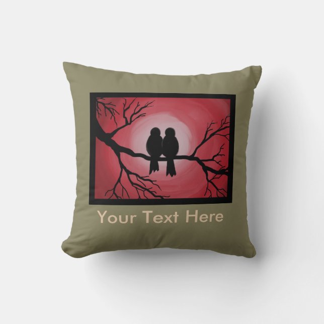 Coussin des inséparables sur une branche d'arbre (Recto)