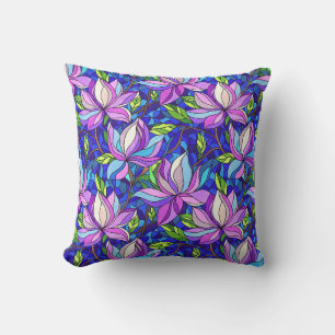 Coussin Des Magnolias vibrants dans un artiste en verre de