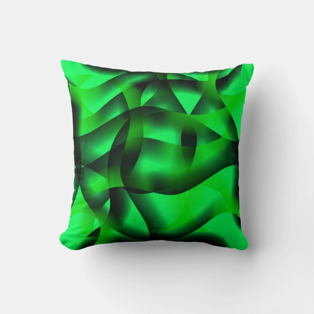 Coussin Des ondulations vertes à la chaux et noires, avec  (Recto)
