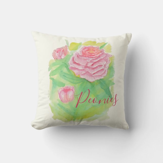 Coussin des pivoines aquarelles (Recto)