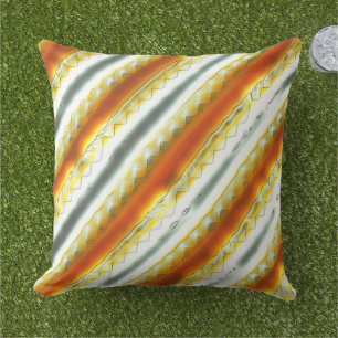 Coussin Des rayures abstraites scandaleuses en orange et g