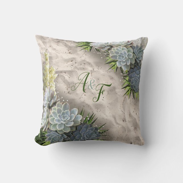 Coussin Des teintes succulentes de blues pâles et de Maria (Recto)