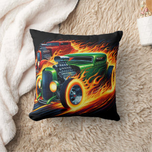 Coussin Des tiges chaudes vintages traversent les flammes
