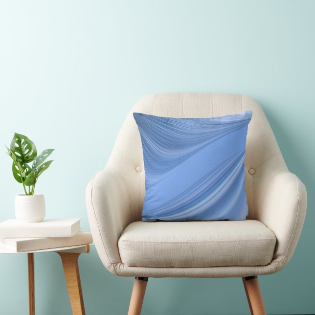 Coussin des vagues de satin bleu (Chaise)