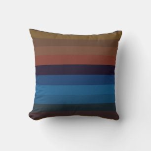 Coussin Desert Coast Stripes Terracotta, Denim Blue