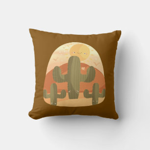 Coussin Désert de cactus avec soleil