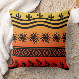 Coussin Désert tribal du sud-ouest Sun Cactus Kokopelli