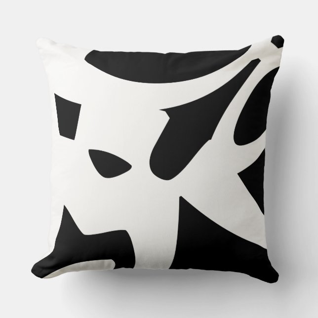 Coussin Design abstrait moderne blanc et noir (Recto)