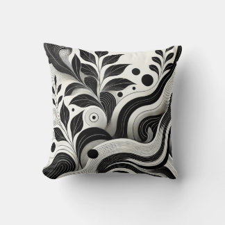 Coussin Design Abstrait noir et blanc