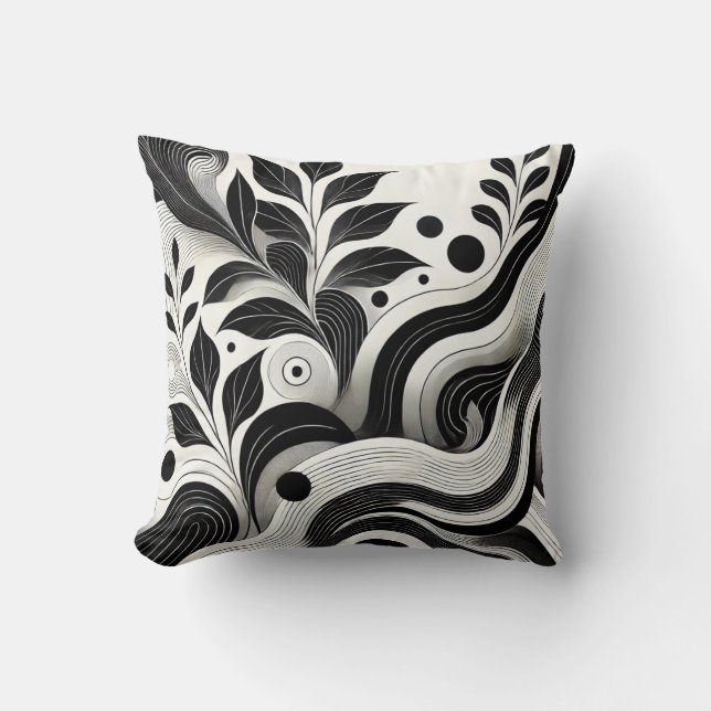 Coussin Design Abstrait noir et blanc (Recto)