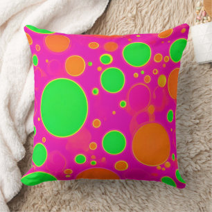 Coussin Design circulaire néon rose et vert rétro