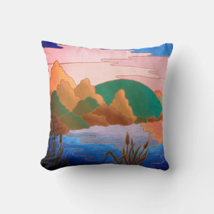Coussin design contemporain coloré dans un style abstrait