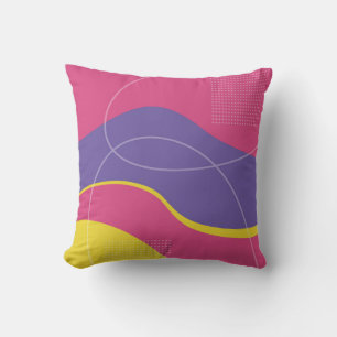 Coussin Design d'art Abstrait rose et violet jaune
