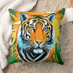 Coussin Design d'art dynamique du tigre de la jungle