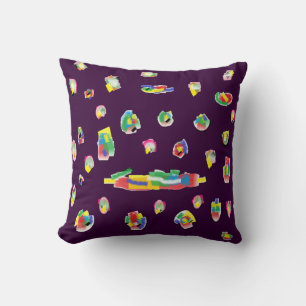 Coussin Design d'art rose et violet de qualité brillante