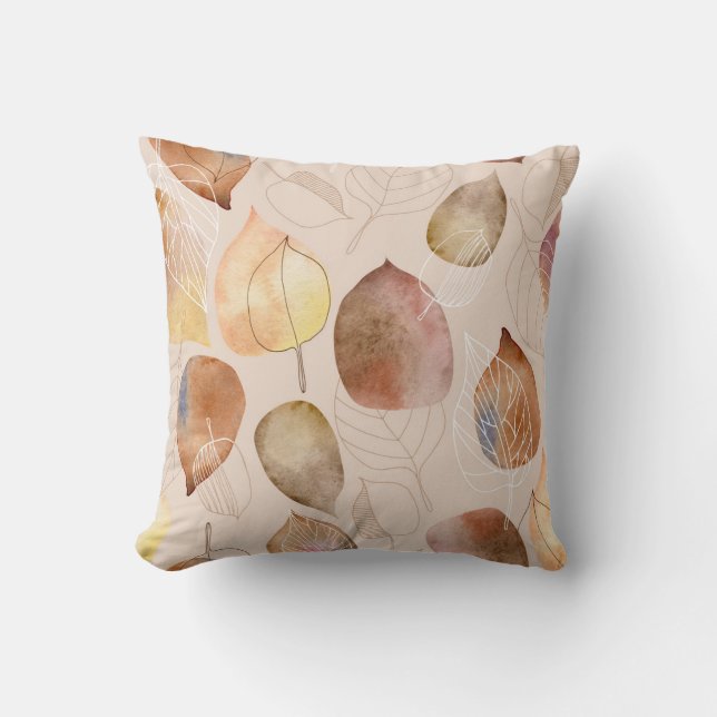 Coussin Design d'automne de feuille d'aquarelle graphique (Recto)