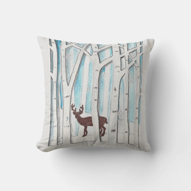 Coussin Design de cerfs d'hiver sur (Recto)