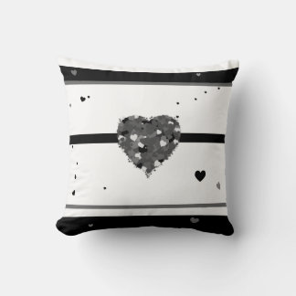 Coussin Design de coeur noir et blanc