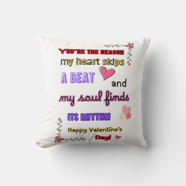 Coussin Design de coeur romantique, cadeau d'amour pour le (Recto)