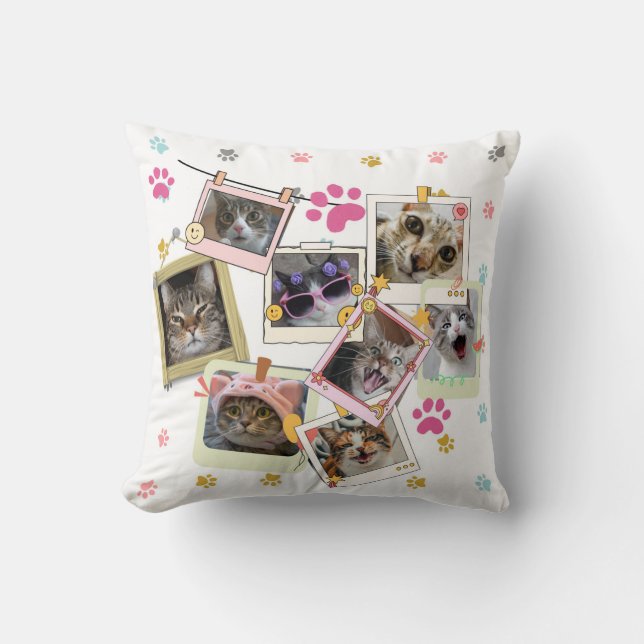 Coussin Design de collage de chat mignon et drôle (Recto)