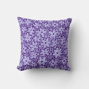 Coussin Design de fleurs - Bleu en poudre sur violet profo