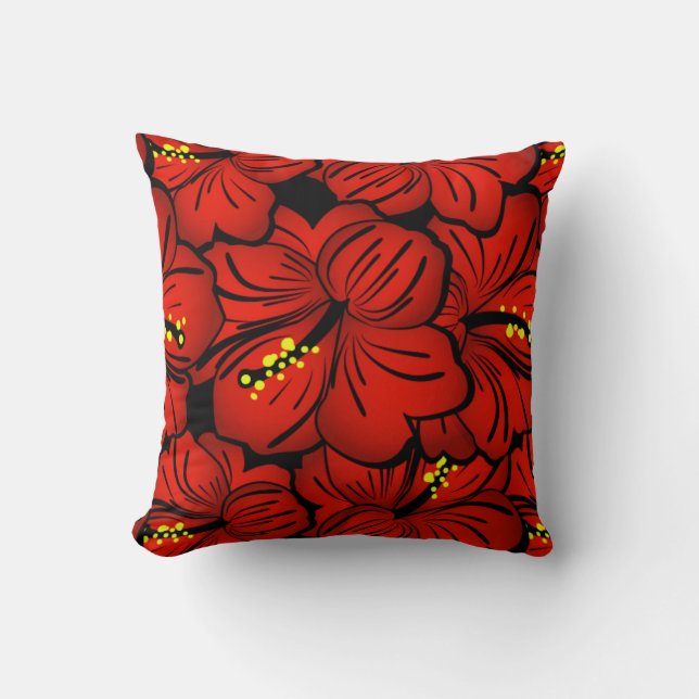 Coussin Design de fleurs de l'Hibiscus rouge tropical hawa (Recto)